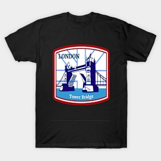 London Tower Bridge- Retro Vintage Patch T-Shirt